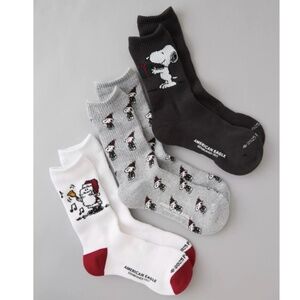 New American Eagle x Peanut Snoopy Crew Socks 3-pack